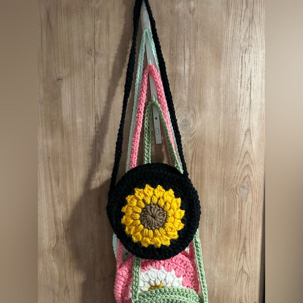 Black crochet purse